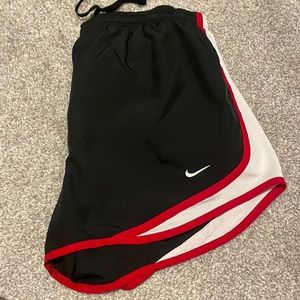 Black, red, and white womens nike shorts